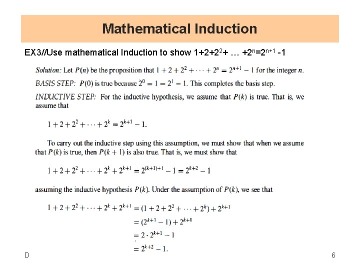 Mathematical Induction EX 3//Use mathematical Induction to show 1+2+22+ … +2 n=2 n+1 -1