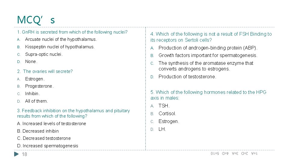 MCQ’s 1. Gn. RH is secreted from which of the following nuclei? A. Arcuate