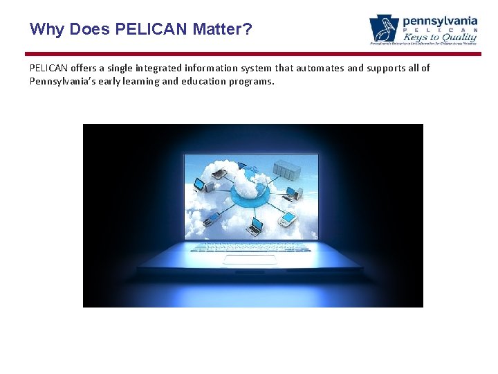 Why Does PELICAN Matter? PELICAN offers a single integrated information system that automates and