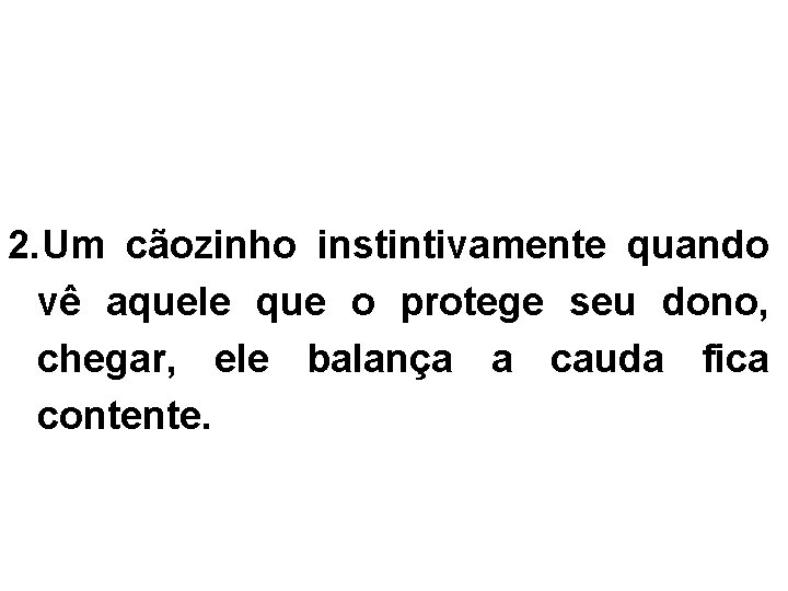 2. Um cãozinho instintivamente quando vê aquele que o protege seu dono, chegar, ele