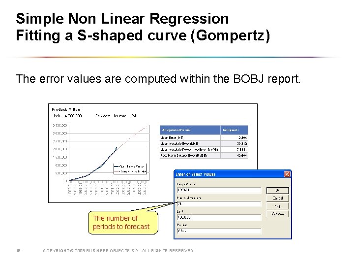 Simple Non Linear Regression Fitting a S-shaped curve (Gompertz) The error values are computed