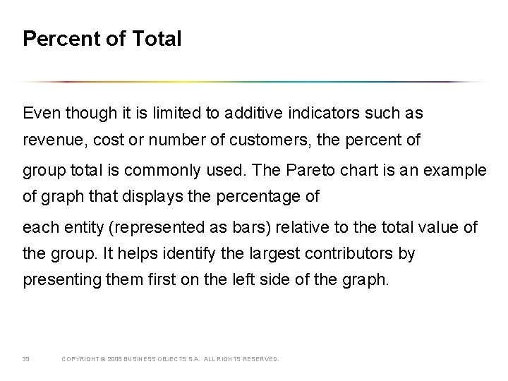 Percent of Total Even though it is limited to additive indicators such as revenue,