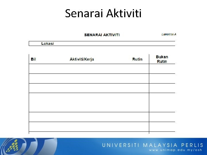 Senarai Aktiviti 