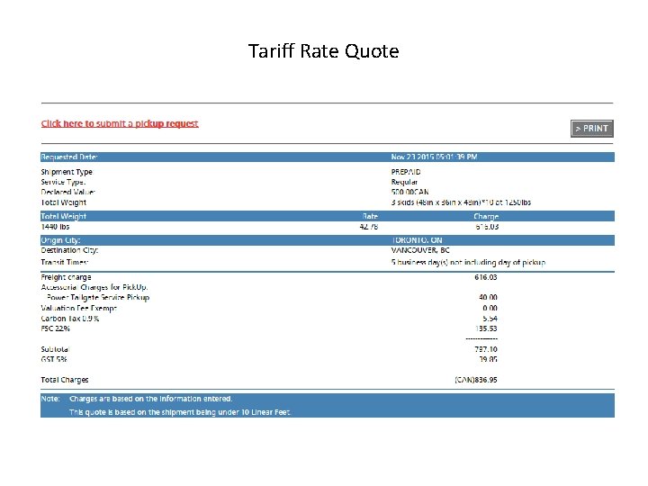 Tariff Rate Quote 