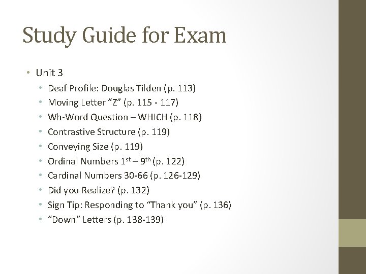 Study Guide for Exam • Unit 3 • • • Deaf Profile: Douglas Tilden Study Guide for Exam • Unit 3 • • • Deaf Profile: Douglas Tilden