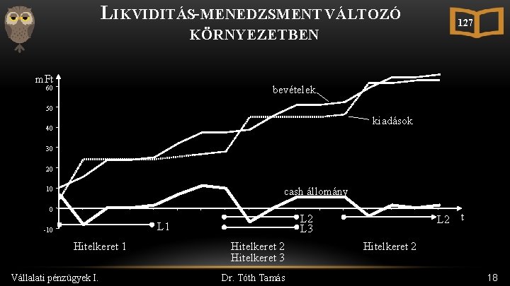 LIKVIDITÁS-MENEDZSMENT VÁLTOZÓ 127 KÖRNYEZETBEN m. Ft bevételek 60 50 kiadások 40 30 20 cash