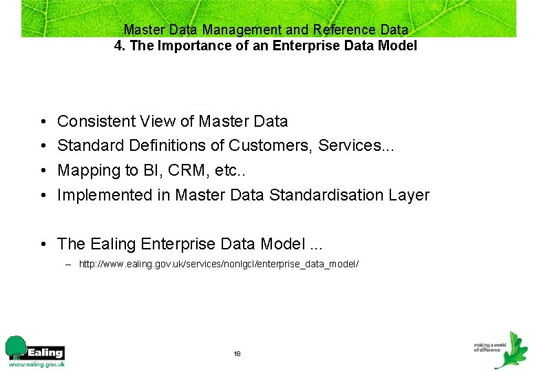 Master Data Management and Reference Data 4. The Importance of an Enterprise Data Model