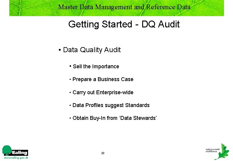 Master Data Management and Reference Data Getting Started - DQ Audit • Data Quality