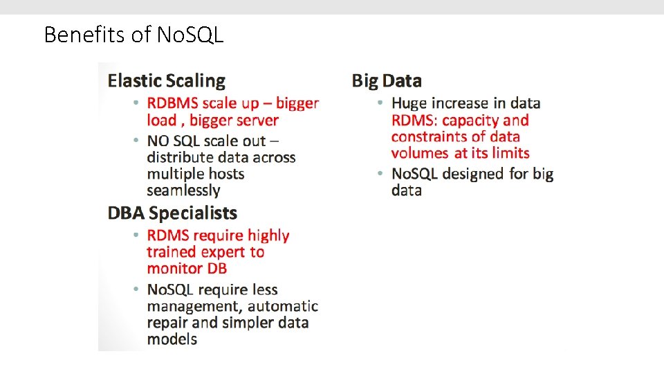 Benefits of No. SQL 
