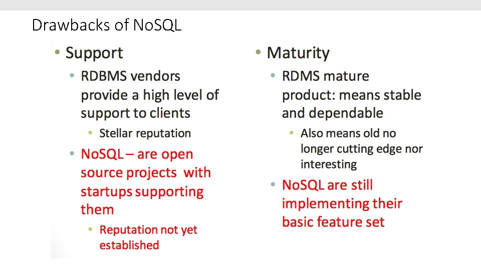 Drawbacks of No. SQL 