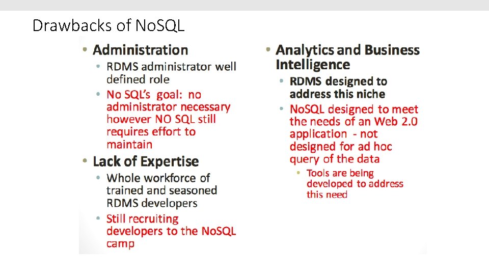 Drawbacks of No. SQL 