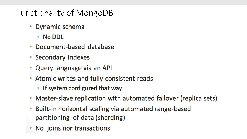 Functionality of Mongo. DB 