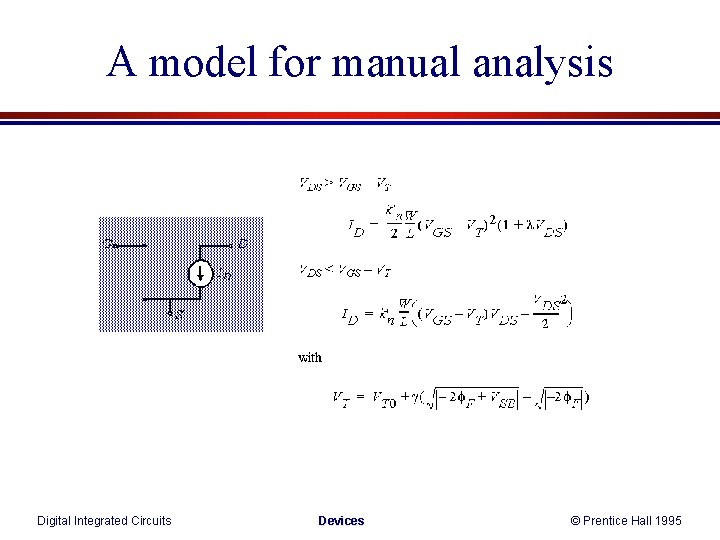 A model for manual analysis Digital Integrated Circuits Devices © Prentice Hall 1995 A model for manual analysis Digital Integrated Circuits Devices © Prentice Hall 1995