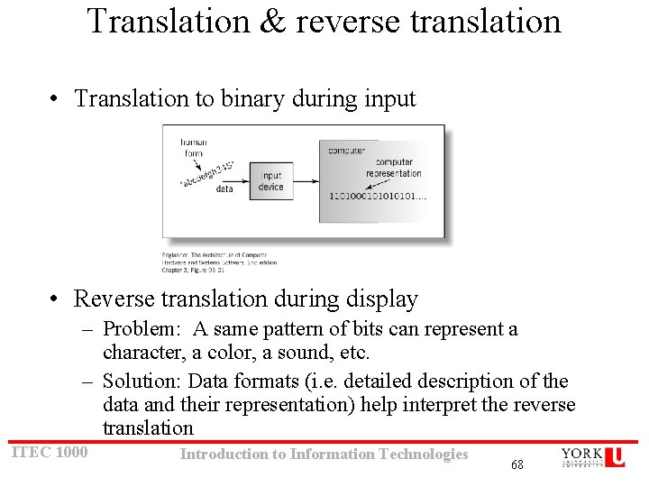 Translation & reverse translation • Translation to binary during input • Reverse translation during Translation & reverse translation • Translation to binary during input • Reverse translation during