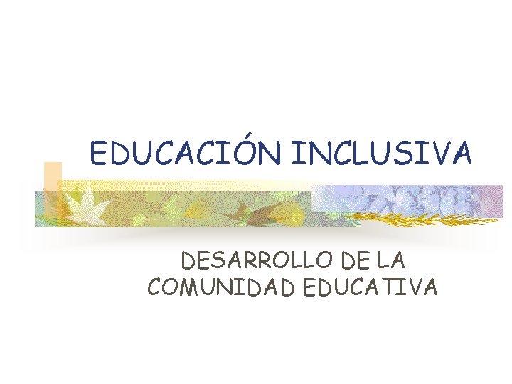 EDUCACIÓN INCLUSIVA DESARROLLO DE LA COMUNIDAD EDUCATIVA 