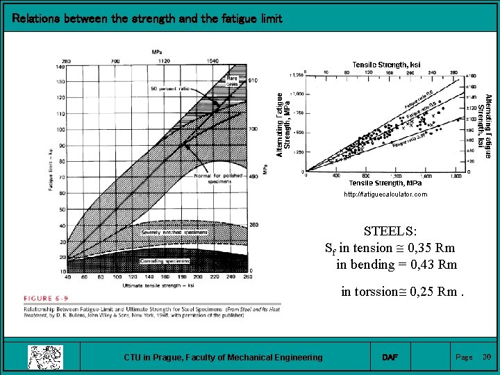 Relations between the strength and the fatigue limit http: //fatiguecalculator. com STEELS: Sf in