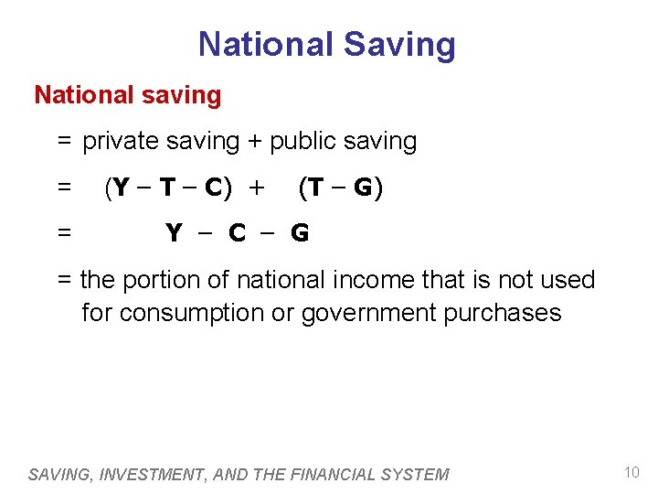 Saving Investment And The Financial System Saving Investment