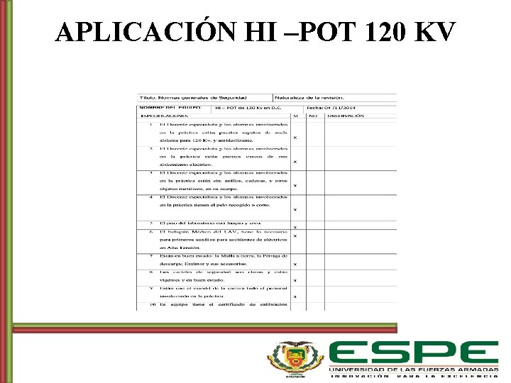 APLICACIÓN HI –POT 120 KV 