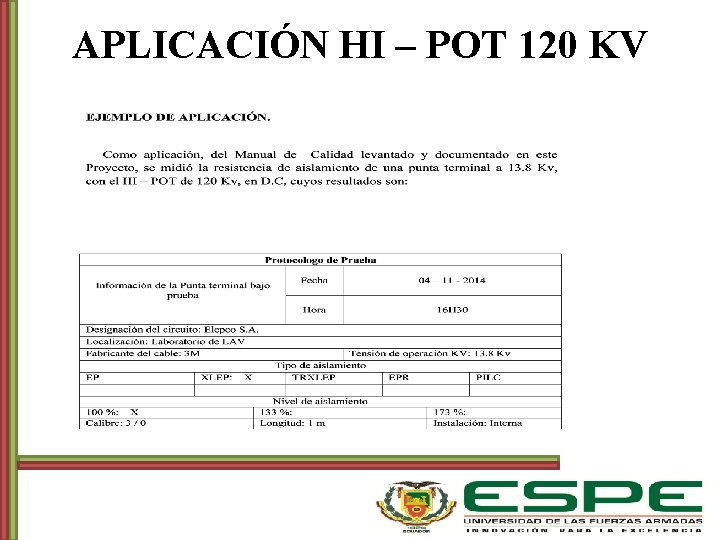 APLICACIÓN HI – POT 120 KV 