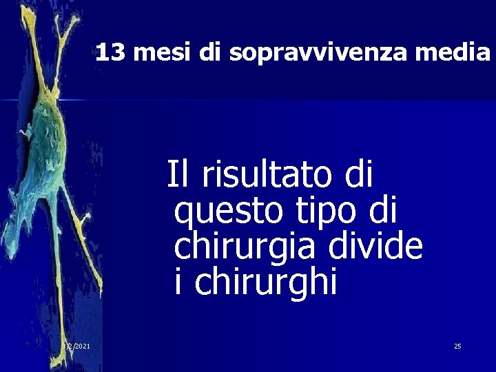 13 mesi di sopravvivenza media Il risultato di questo tipo di chirurgia divide i