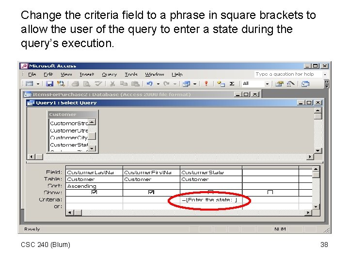 Change the criteria field to a phrase in square brackets to allow the user