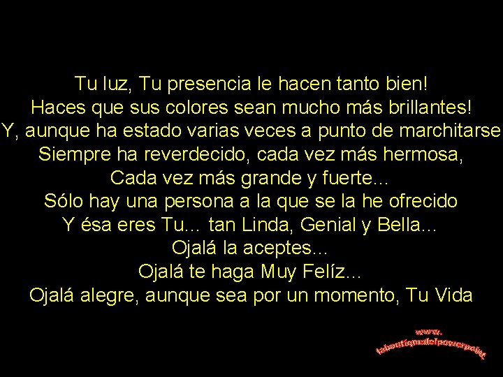 Tu luz, Tu presencia le hacen tanto bien! Haces que sus colores sean mucho