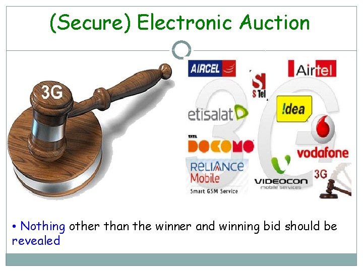 (Secure) Electronic Auction • Nothing other than the winner and winning bid should be