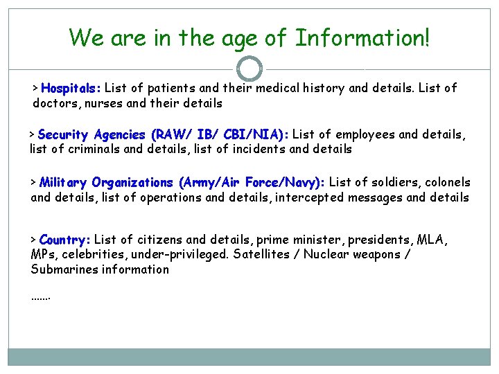 We are in the age of Information! > Hospitals: List of patients and their