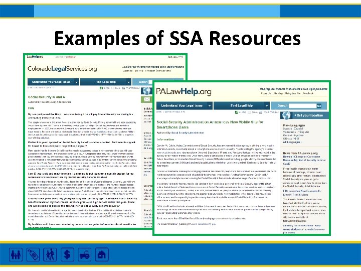 Examples of SSA Resources 