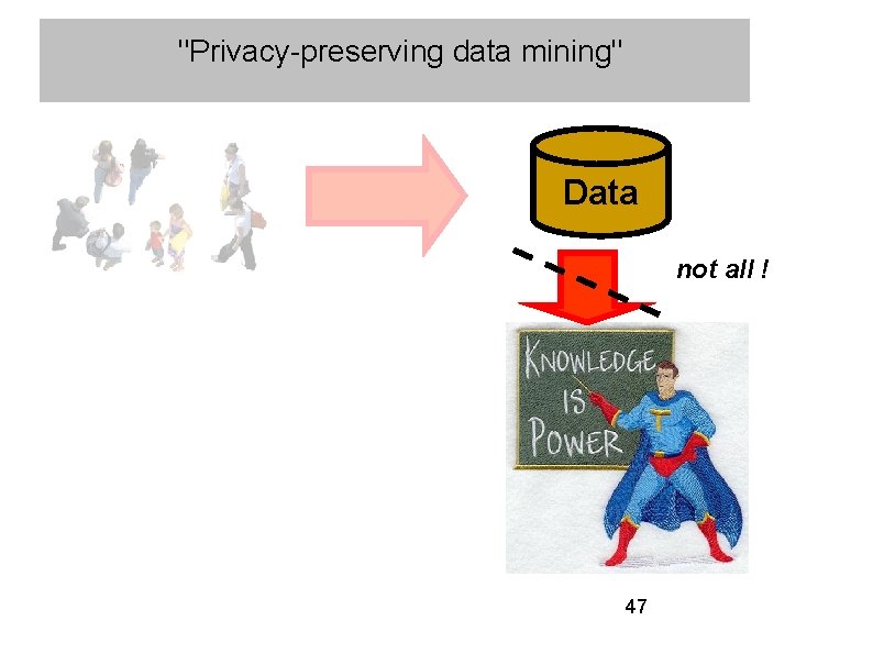 "Privacy-preserving data mining" Data not all ! 47 