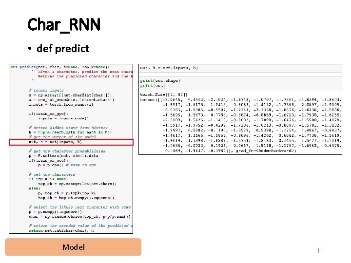 Char_RNN • def predict Model 11 