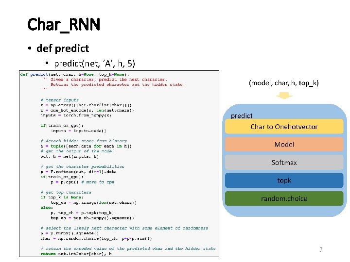 Char_RNN • def predict • predict(net, ‘A’, h, 5) 7 