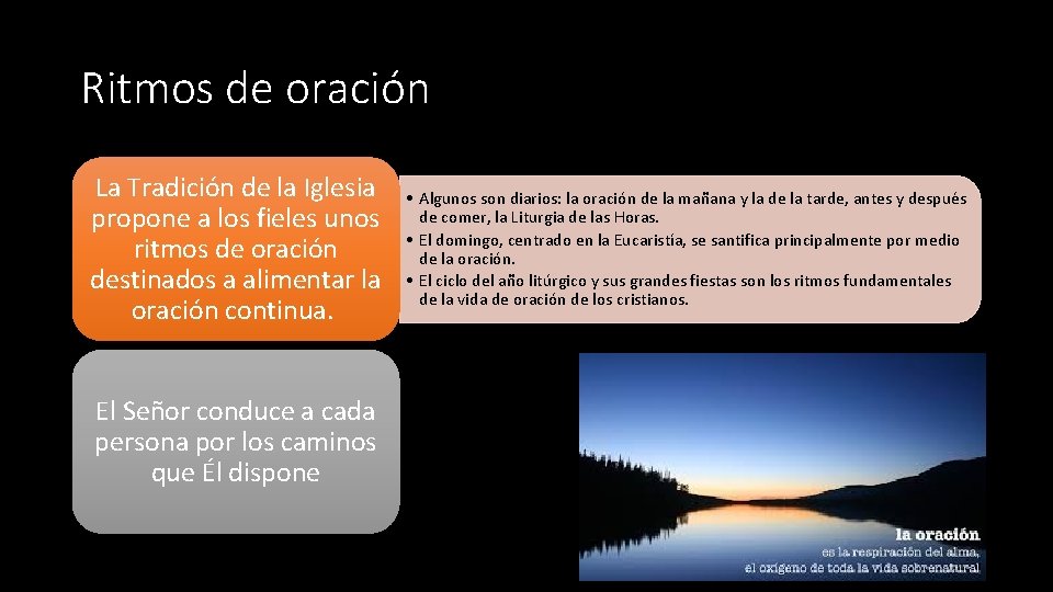 Ritmos de oración La Tradición de la Iglesia propone a los fieles unos ritmos