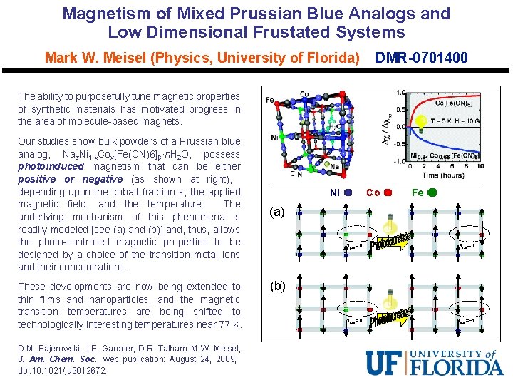 Magnetism of Mixed Prussian Blue Analogs and Low Dimensional Frustated Systems Mark W. Meisel