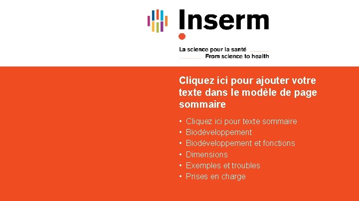 Cliquez ici pour ajouter votre texte dans le modèle de page sommaire • •