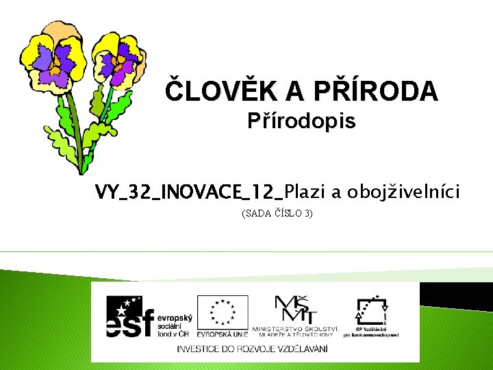 ČLOVĚK A PŘÍRODA Přírodopis VY_32_INOVACE_12_Plazi a obojživelníci (SADA ČÍSLO 3) 