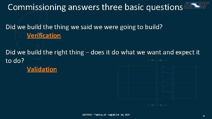 Commissioning answers three basic questions Did we build the thing we said we were