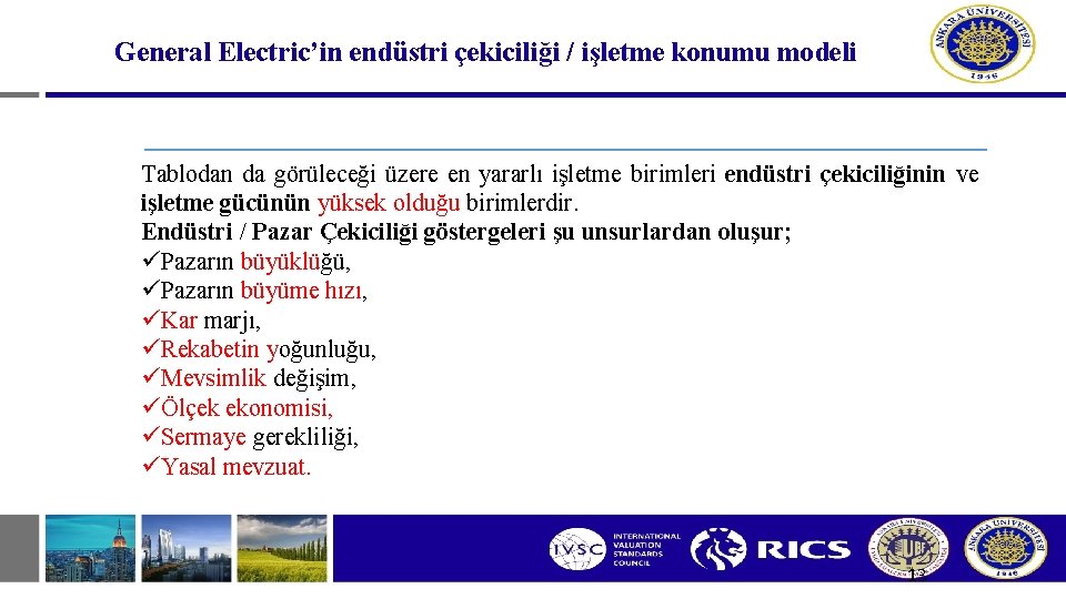 General Electric’in endüstri çekiciliği / işletme konumu modeli Tablodan da görüleceği üzere en yararlı General Electric’in endüstri çekiciliği / işletme konumu modeli Tablodan da görüleceği üzere en yararlı