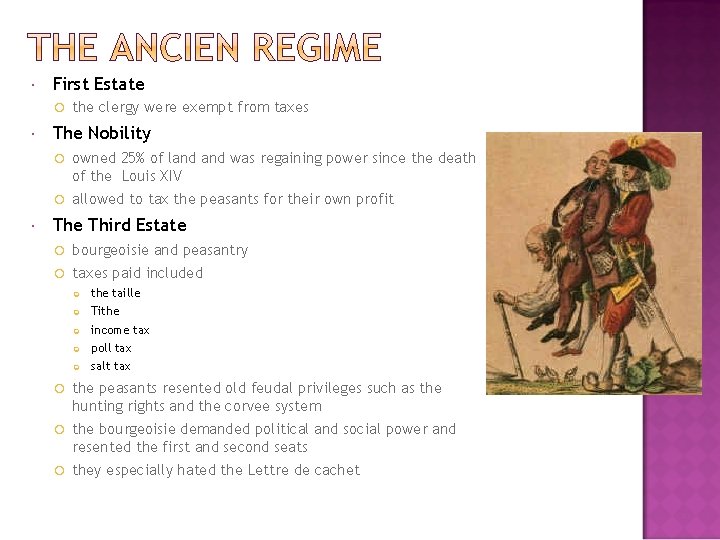  First Estate the clergy were exempt from taxes The Nobility owned 25% of