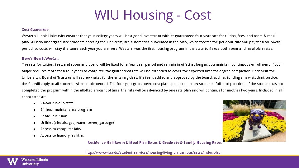 WIU Housing - Cost Guarantee Western Illinois University ensures that your college years will