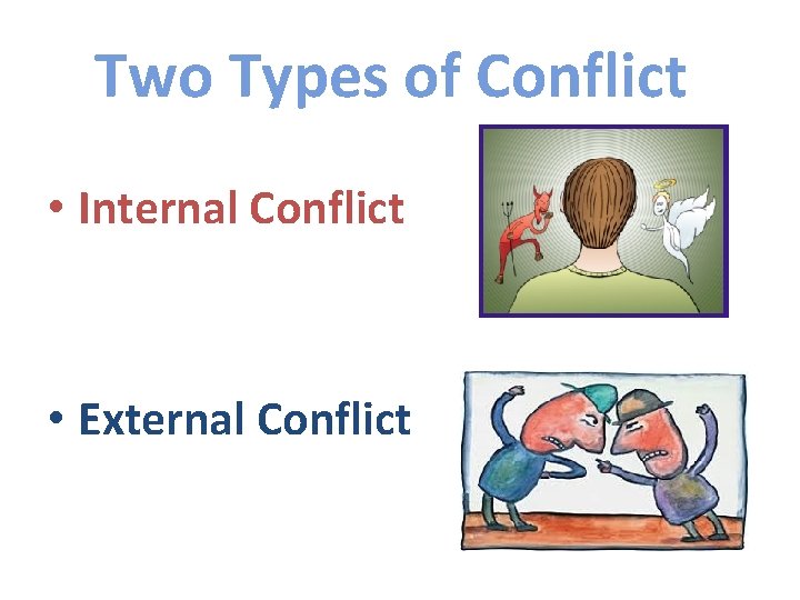 Two Types of Conflict • Internal Conflict • External Conflict 