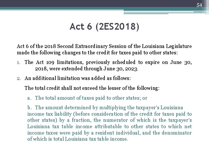 54 Act 6 (2 ES 2018) Act 6 of the 2018 Second Extraordinary Session