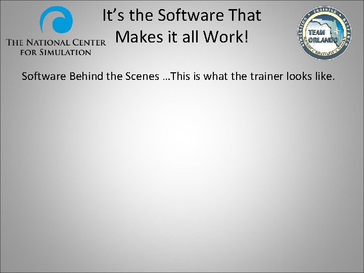 It’s the Software That Makes it all Work! Software Behind the Scenes …This is