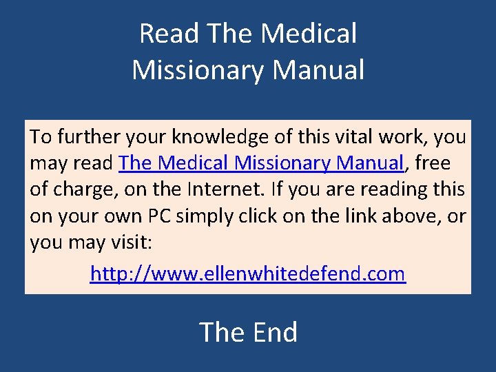 Read The Medical Missionary Manual To further your knowledge of this vital work, you