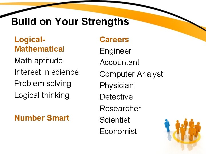 Build on Your Strengths Logical. Mathematical Math aptitude Interest in science Problem solving Logical