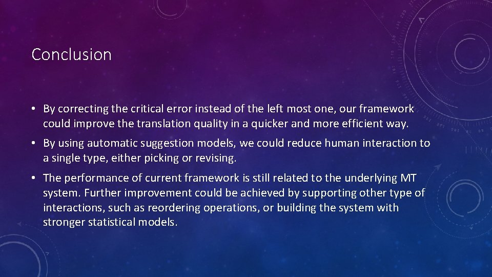 Conclusion • By correcting the critical error instead of the left most one, our Conclusion • By correcting the critical error instead of the left most one, our
