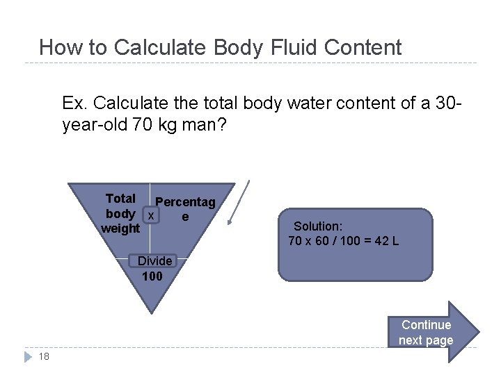 How to Calculate Body Fluid Content Ex. Calculate the total body water content of