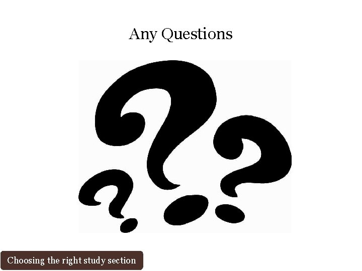 Any Questions Choosing the right study section 