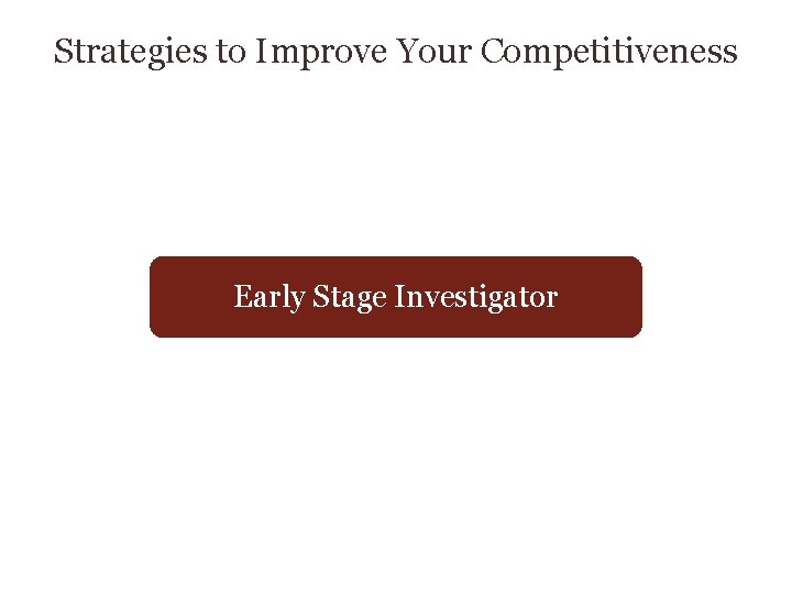 Strategies to Improve Your Competitiveness Early Stage Investigator 