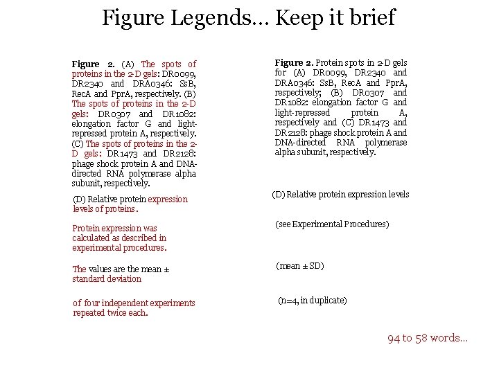 Figure Legends… Keep it brief Figure 2. (A) The spots of proteins in the